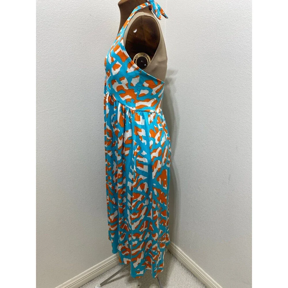Diane Von Furstenberg Maxi Dress Halter Neckline Silk Blend Women’s Size 10 - Picture 4 of 7